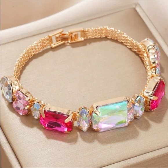 Pink Gemstone Tennis Bracelet - Picture 2 of 6